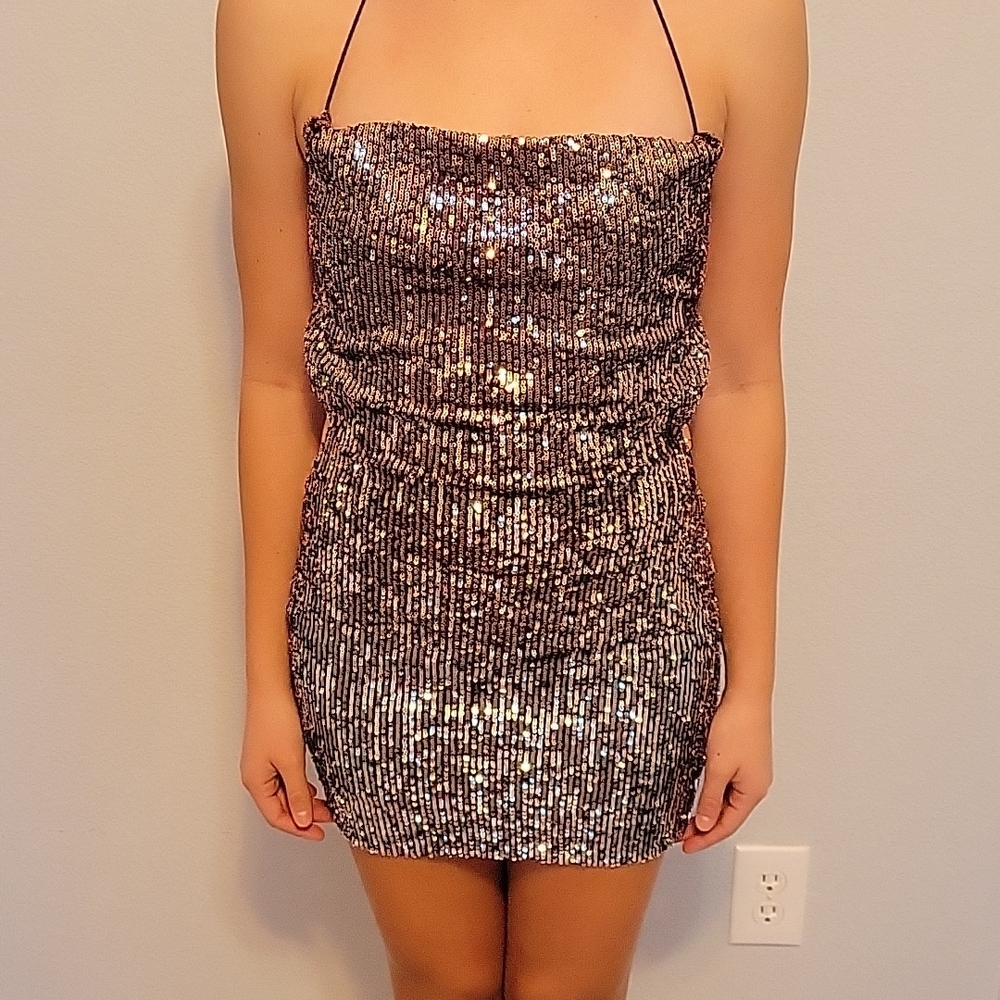 Sequin Halter Mini Dress